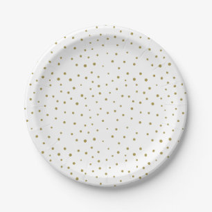 Gold Mod Polka Dots Pattern Paper Plate