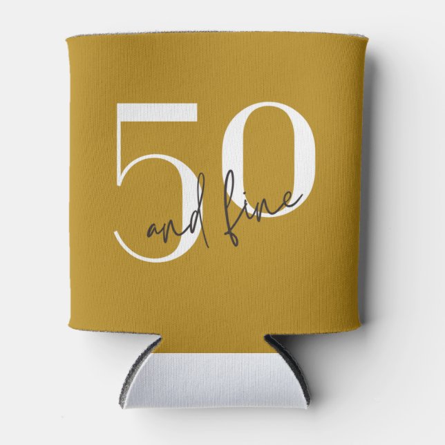 Gold Modern | 50th Birthday Can Cooler (Front)