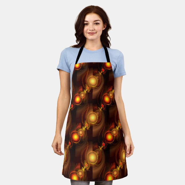 Gold Modern Boho Elegant Abstract Art Pattern #501 Apron (Worn)
