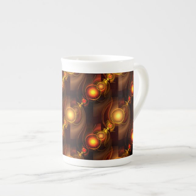 Gold Modern Boho Elegant Abstract Art Pattern #501 Bone China Mug (Front Right)
