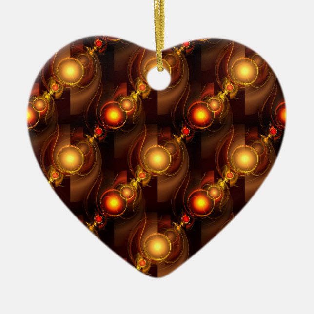 Gold Modern Boho Elegant Abstract Art Pattern #501 Ceramic Ornament (Front)
