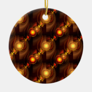 Gold Modern Boho Elegant Abstract Art Pattern #501 Ceramic Ornament