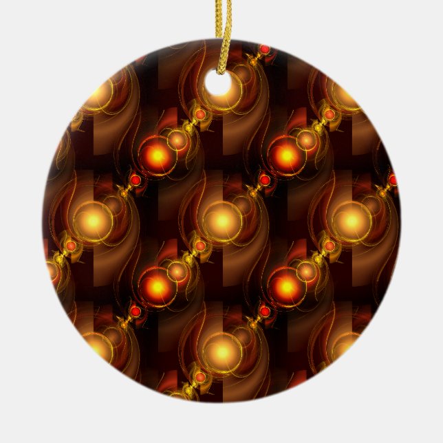 Gold Modern Boho Elegant Abstract Art Pattern #501 Ceramic Ornament (Front)