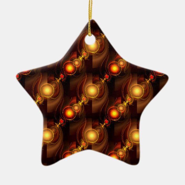 Gold Modern Boho Elegant Abstract Art Pattern #501 Ceramic Ornament (Front)