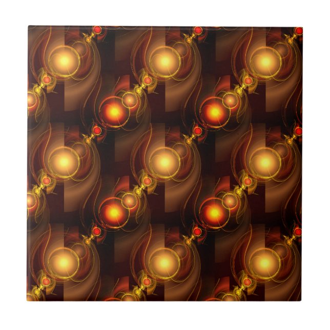 Gold Modern Boho Elegant Abstract Art Pattern #501 Ceramic Tile (Front)