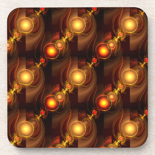 Gold Modern Boho Elegant Abstract Art Pattern #501 Coaster (Front)