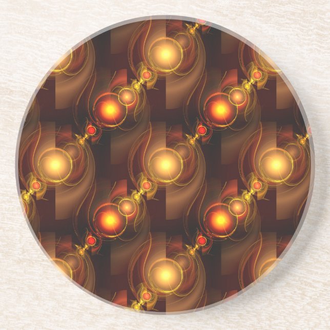 Gold Modern Boho Elegant Abstract Art Pattern #501 Coaster (Front)