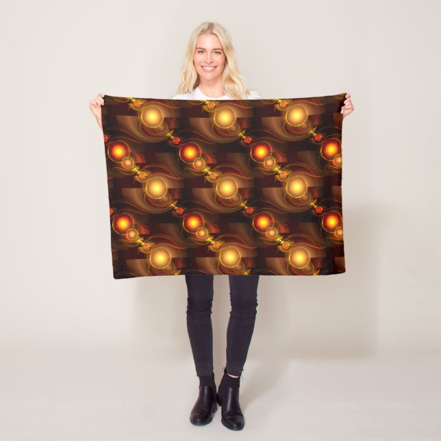 Gold Modern Boho Elegant Abstract Art Pattern #501 Fleece Blanket (In Situ)