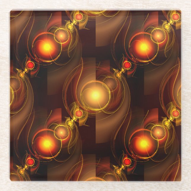 Gold Modern Boho Elegant Abstract Art Pattern #501 Glass Coaster (Front)