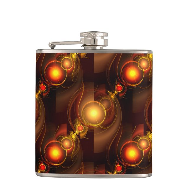 Gold Modern Boho Elegant Abstract Art Pattern #501 Hip Flask (Front)