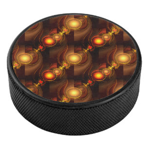Gold Modern Boho Elegant Abstract Art Pattern #501 Hockey Puck
