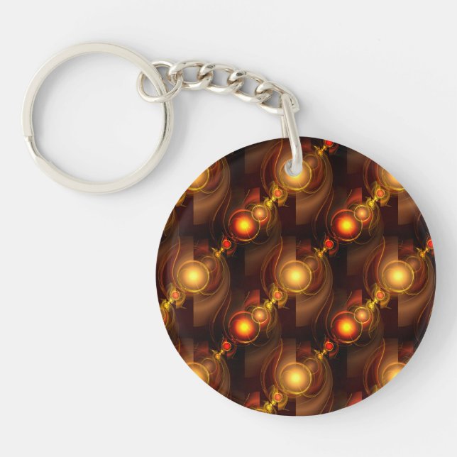 Gold Modern Boho Elegant Abstract Art Pattern #501 Key Ring (Front)