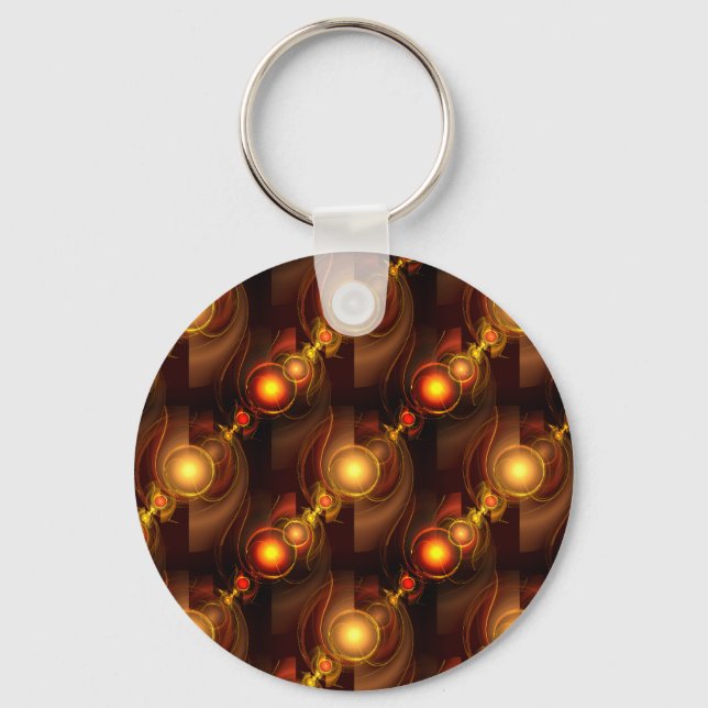 Gold Modern Boho Elegant Abstract Art Pattern #501 Key Ring (Front)