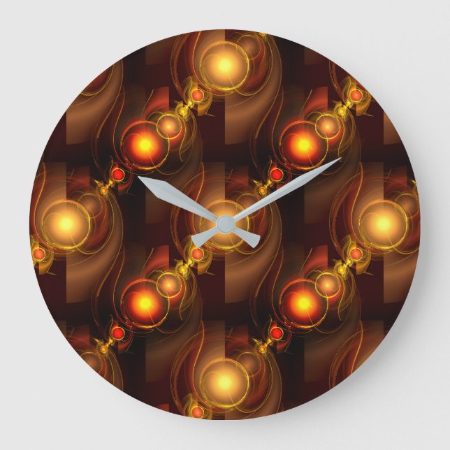Gold Modern Boho Elegant Abstract Art Pattern #501 Large Clock (Front)
