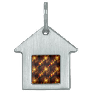 Gold Modern Boho Elegant Abstract Art Pattern #501 Pet ID Tag