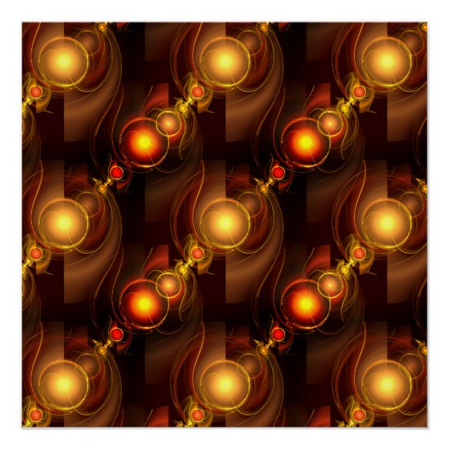 Gold Modern Boho Elegant Abstract Art Pattern #501 Poster (Front)