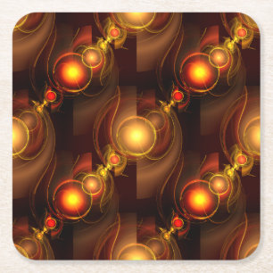 Gold Modern Boho Elegant Abstract Art Pattern #501 Square Paper Coaster
