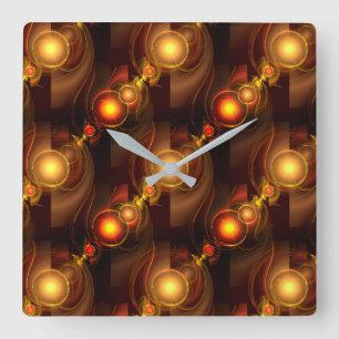 Gold Modern Boho Elegant Abstract Art Pattern #501 Square Wall Clock