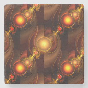 Gold Modern Boho Elegant Abstract Art Pattern #501 Stone Coaster