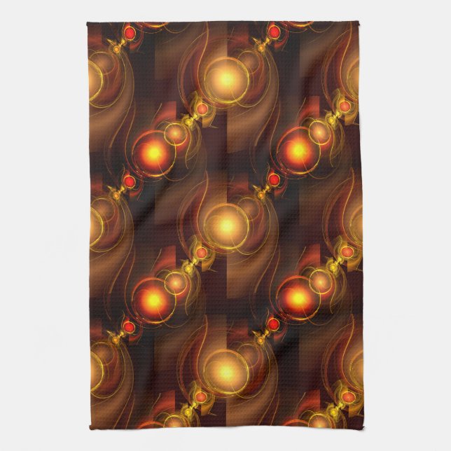 Gold Modern Boho Elegant Abstract Art Pattern #501 Tea Towel (Vertical)
