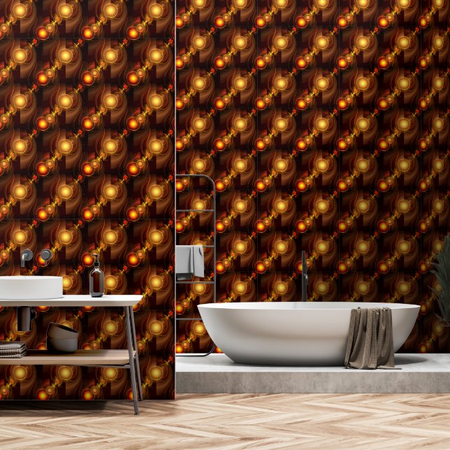 Gold Modern Boho Elegant Abstract Art Pattern #501 Wallpaper (Bathroom)