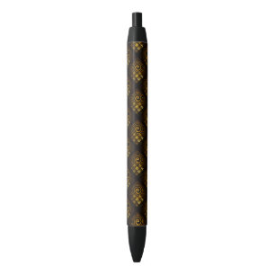 Gold Modern Boho Elegant Abstract Art Pattern #502 Black Ink Pen