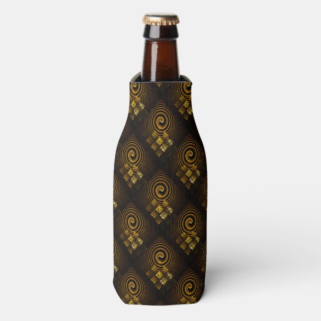 Gold Modern Boho Elegant Abstract Art Pattern #502 Bottle Cooler (Bottle Front)