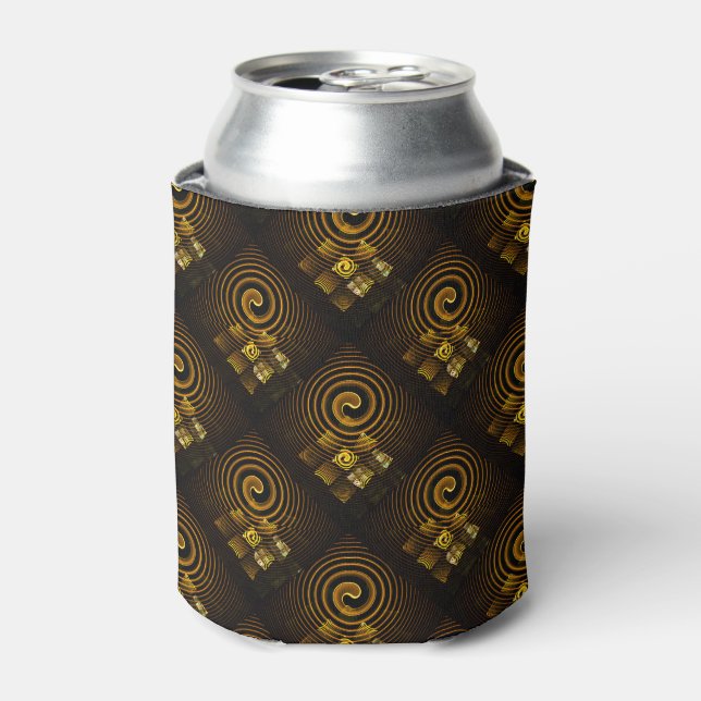 Gold Modern Boho Elegant Abstract Art Pattern #502 Can Cooler (Can Front)