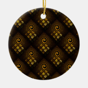 Gold Modern Boho Elegant Abstract Art Pattern #502 Ceramic Ornament