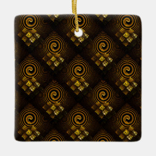 Gold Modern Boho Elegant Abstract Art Pattern #502 Ceramic Ornament