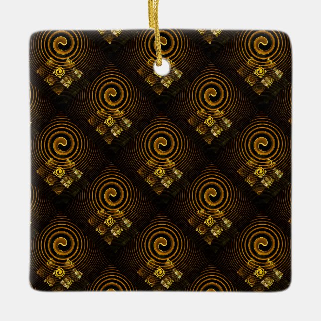 Gold Modern Boho Elegant Abstract Art Pattern #502 Ceramic Ornament (Front)