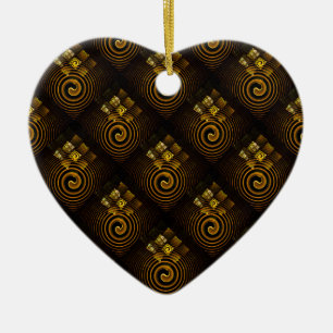 Gold Modern Boho Elegant Abstract Art Pattern #502 Ceramic Ornament