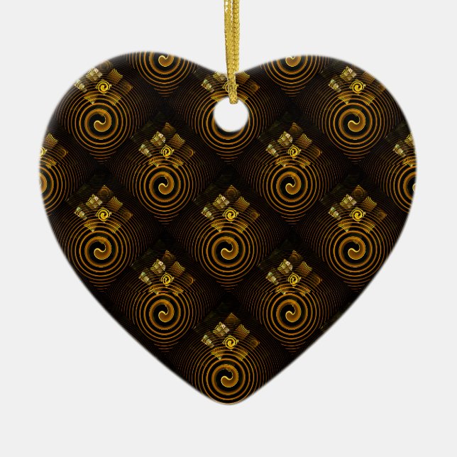 Gold Modern Boho Elegant Abstract Art Pattern #502 Ceramic Ornament (Front)