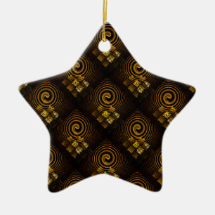 Gold Modern Boho Elegant Abstract Art Pattern #502 Ceramic Ornament