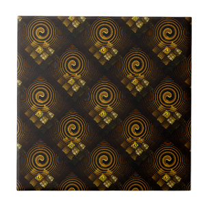 Gold Modern Boho Elegant Abstract Art Pattern #502 Ceramic Tile