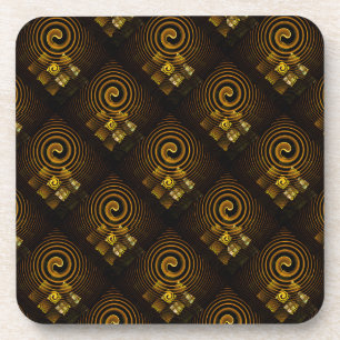 Gold Modern Boho Elegant Abstract Art Pattern #502 Coaster