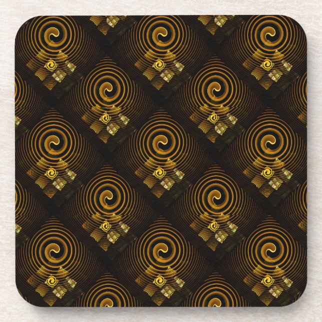 Gold Modern Boho Elegant Abstract Art Pattern #502 Coaster (Front)