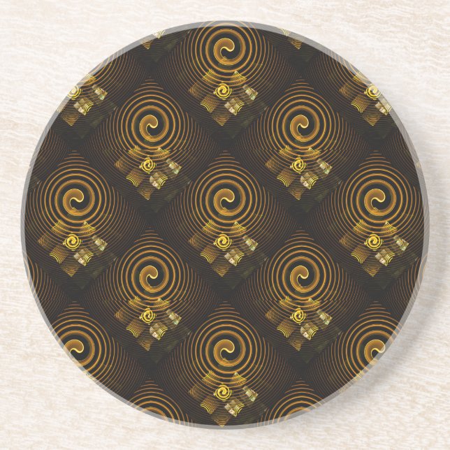 Gold Modern Boho Elegant Abstract Art Pattern #502 Coaster (Front)