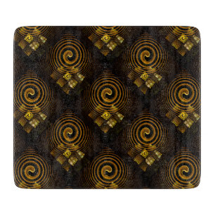 Gold Modern Boho Elegant Abstract Art Pattern #502 Cutting Board