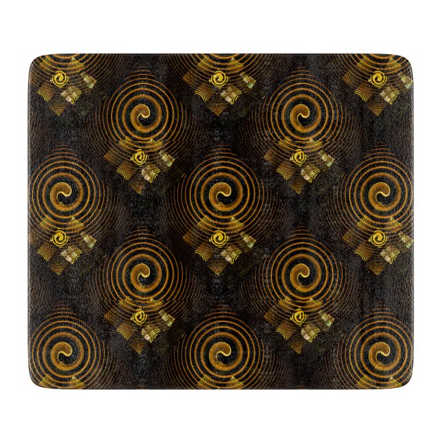 Gold Modern Boho Elegant Abstract Art Pattern #502 Cutting Board (Front)