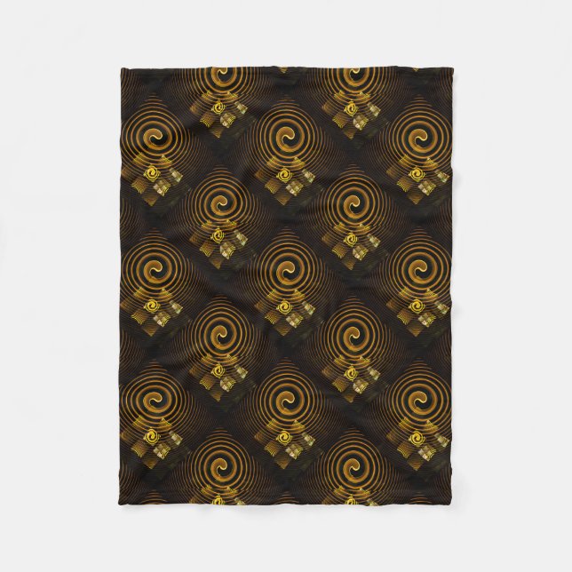 Gold Modern Boho Elegant Abstract Art Pattern #502 Fleece Blanket (Front)