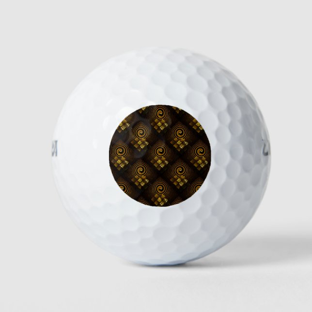 Gold Modern Boho Elegant Abstract Art Pattern #502 Golf Balls (Front)