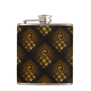Gold Modern Boho Elegant Abstract Art Pattern #502 Hip Flask