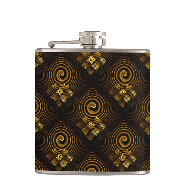 Gold Modern Boho Elegant Abstract Art Pattern #502 Hip Flask (Front)