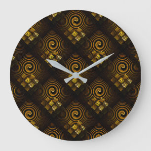 Gold Modern Boho Elegant Abstract Art Pattern #502 Large Clock