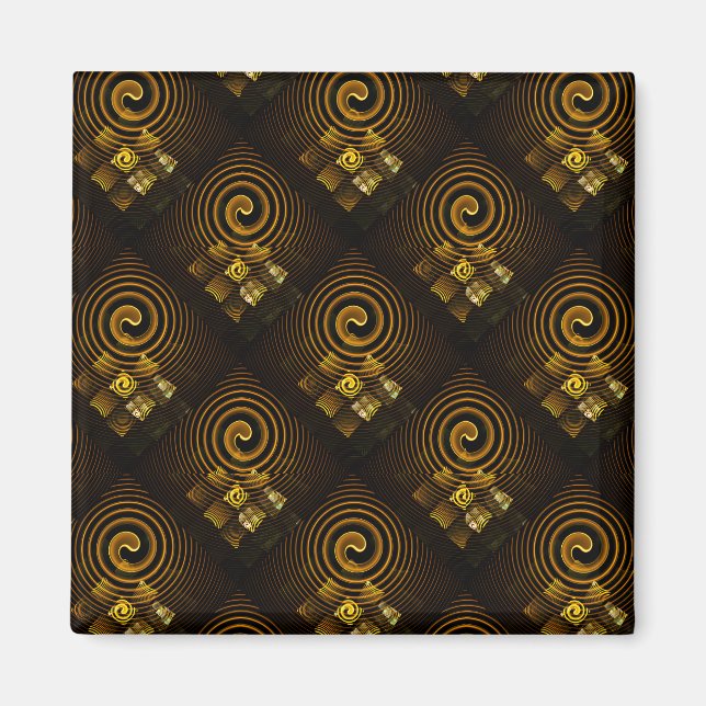 Gold Modern Boho Elegant Abstract Art Pattern #502 Magnet (Front)