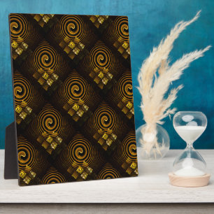 Gold Modern Boho Elegant Abstract Art Pattern #502 Plaque