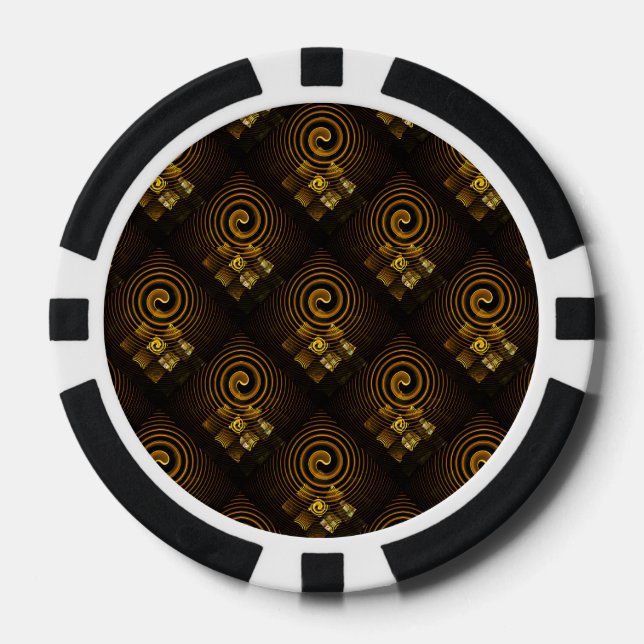 Gold Modern Boho Elegant Abstract Art Pattern #502 Poker Chips (Front)