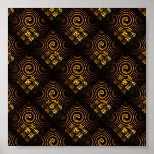 Gold Modern Boho Elegant Abstract Art Pattern #502 Poster