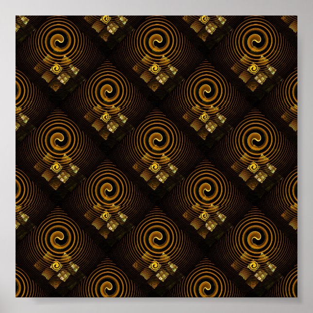 Gold Modern Boho Elegant Abstract Art Pattern #502 Poster (Front)